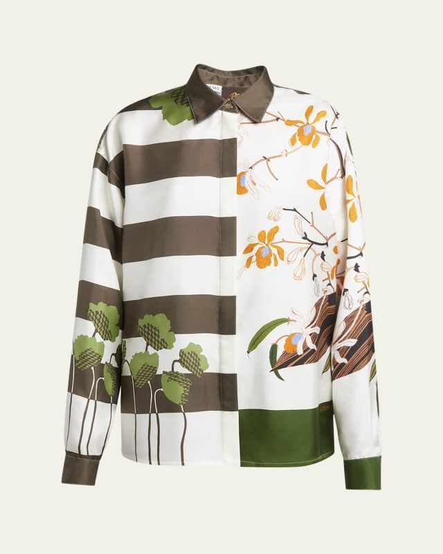 x Paula Ibiza Mixed-Print Button Down Blouse