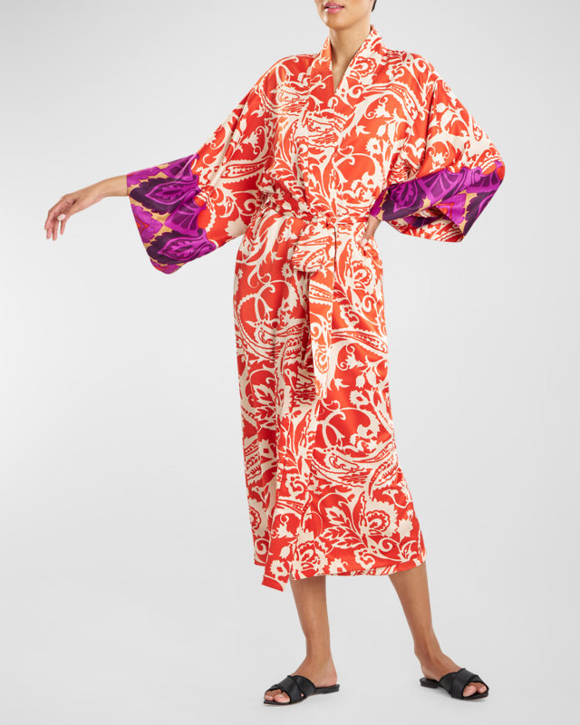 Palace Paisley-Print Kimono Robe