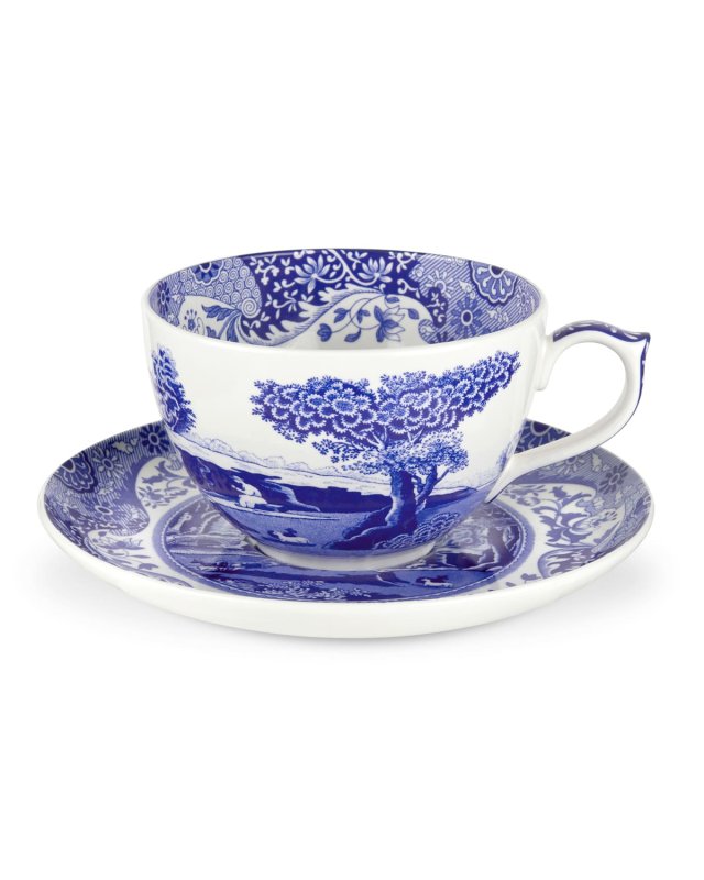 Blue Italian Jumbo Cup and Saucer