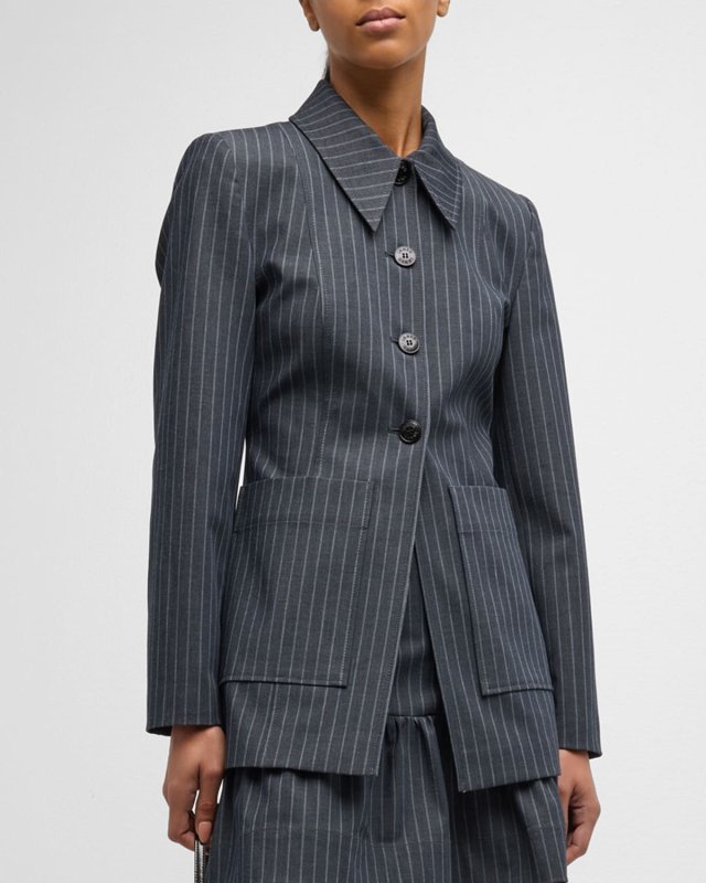 Pinstripe Single-Breasted Blazer