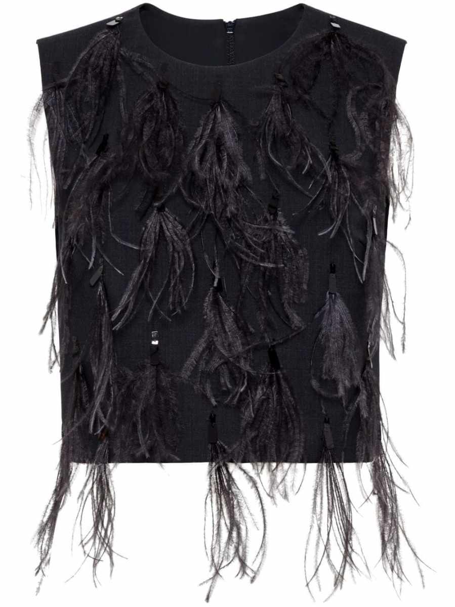 feather-detailing sleeveless top