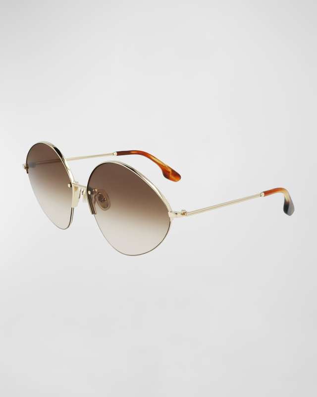 V-Star Geometric Oval Metal Sunglasses