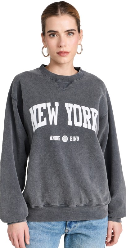 ANINE BING Ramona Sweatshirt University New York Washed Black