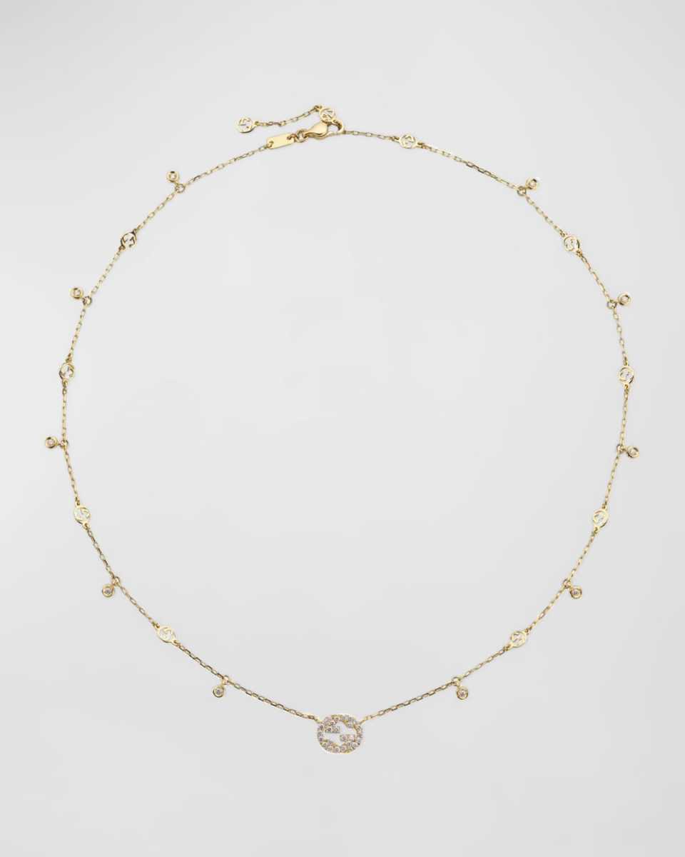 Diamond Interlocking G Charm Necklace