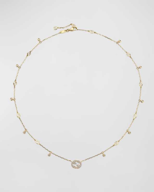 Diamond Interlocking G Charm Necklace