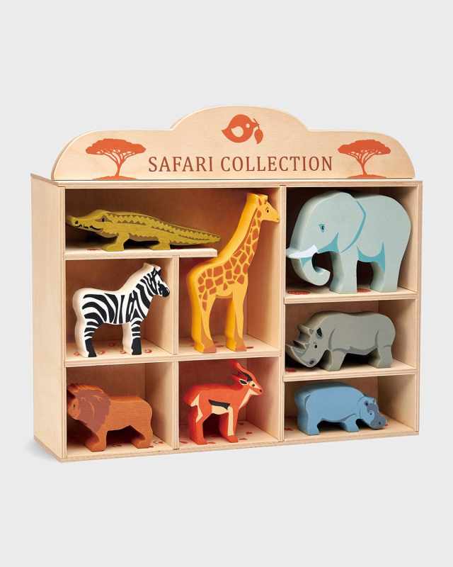Kid's 8-Piece Safari Animals Toy Set w/ Display Shelf