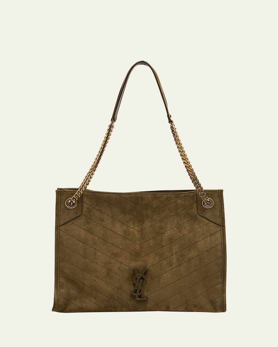 Niki Medium YSL Shopper Tote Bag in Quilted Suede