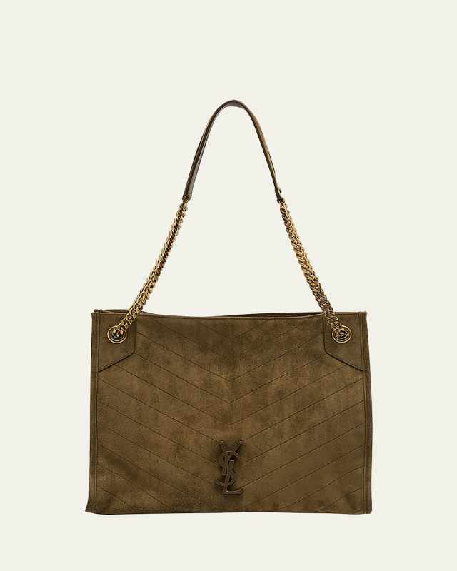 Niki Medium YSL Shopper Tote Bag in Quilted Suede