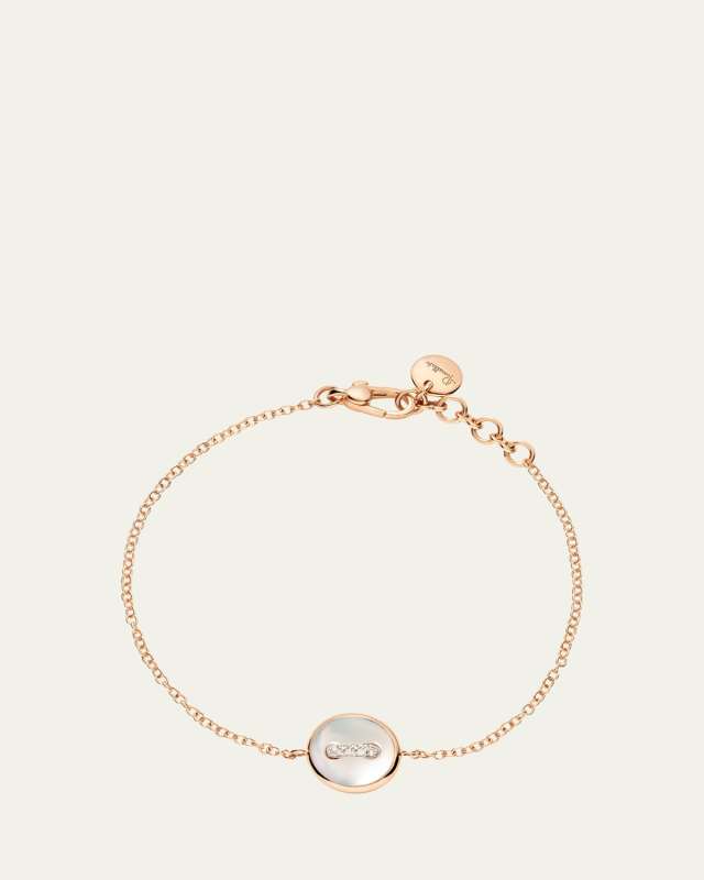18K Rose Gold Pom Pom Dot Grey and White Mother of Pearl Bracelet