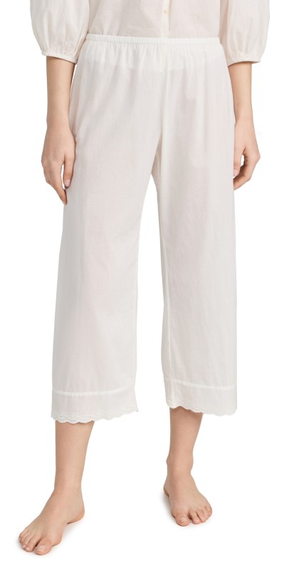 THE GREAT. The Eyelet Easy Sleep Pants True White