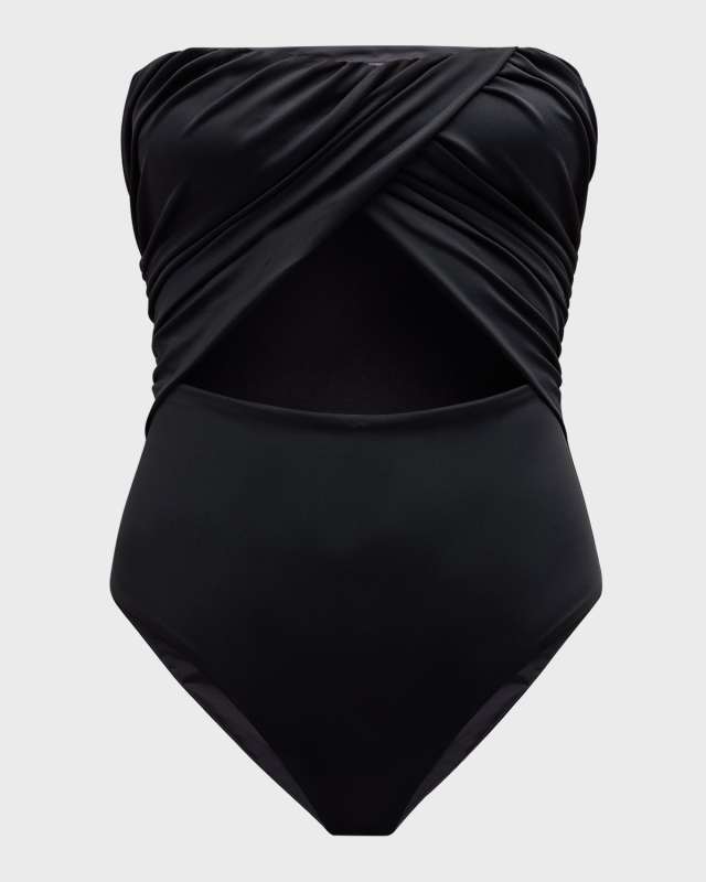 Audrey Strapless Crossover Cutout One-Piece Swimsuit