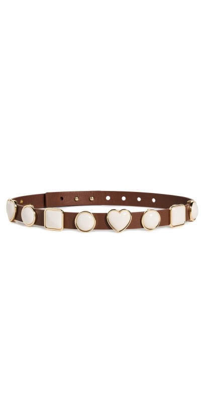 Lele Sadoughi Pearl Station Belt Walnut