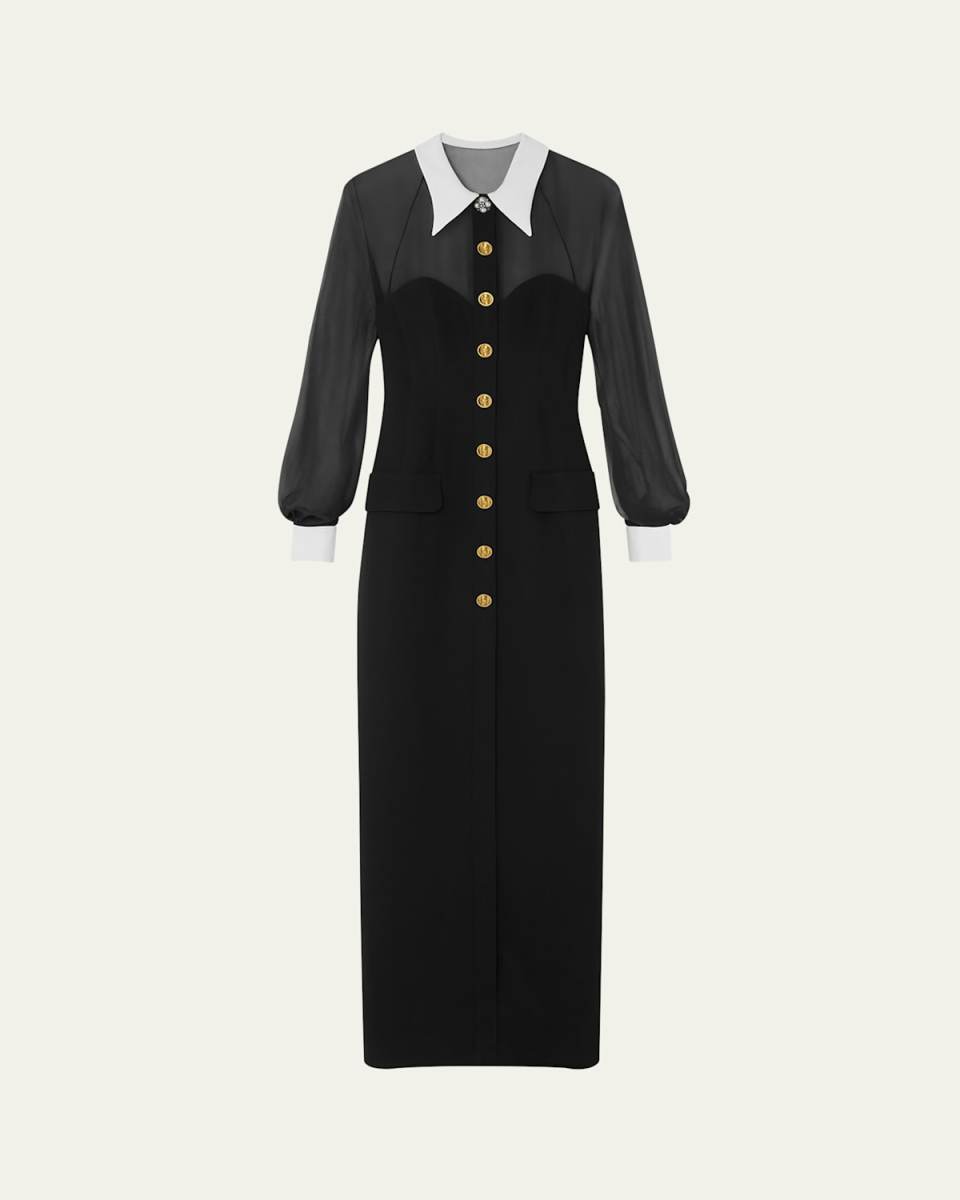 Silk Cady Button Down Dress