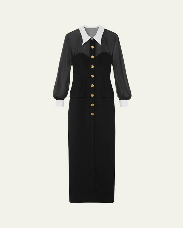 Silk Cady Button Down Dress