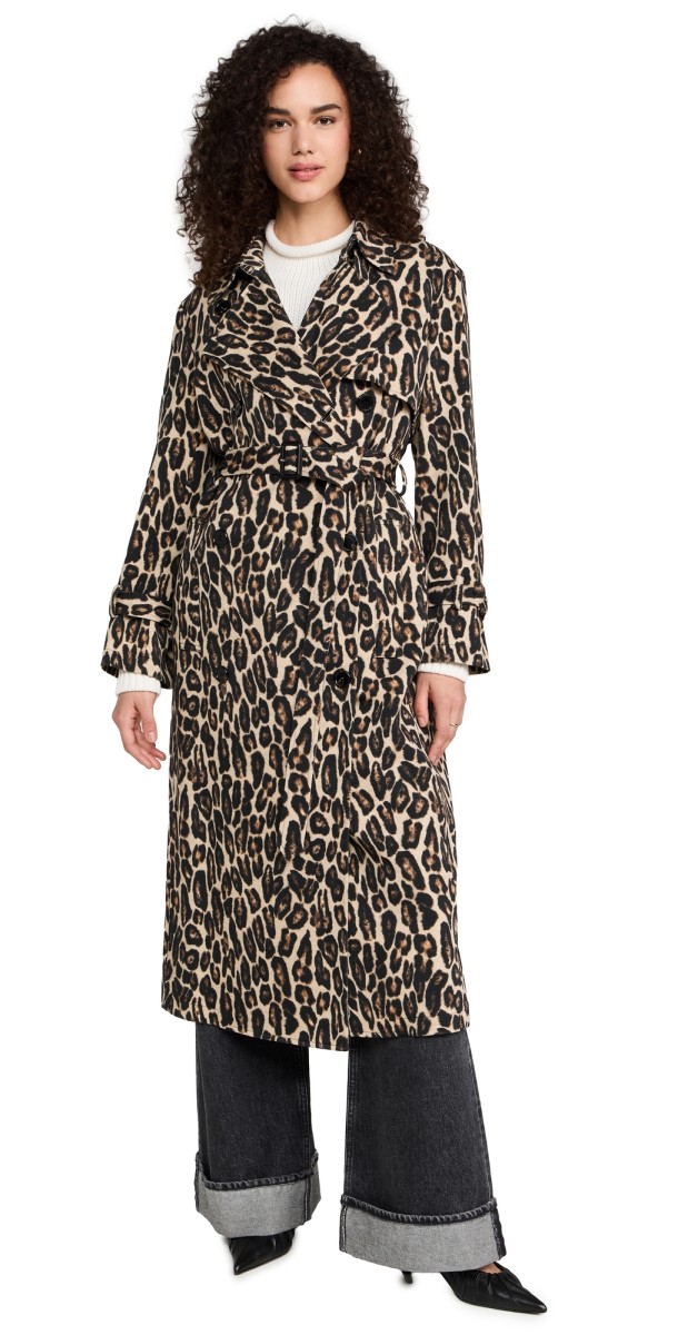 Theory Relaxed Trench Coat Beige Multi