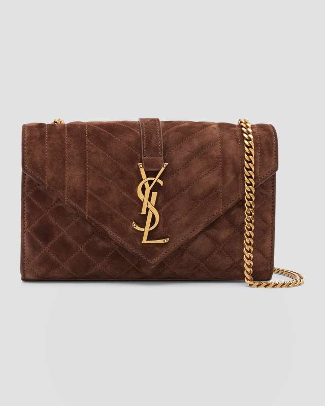 Envelope Triquilt Small YSL Shoulder Bag in Suede