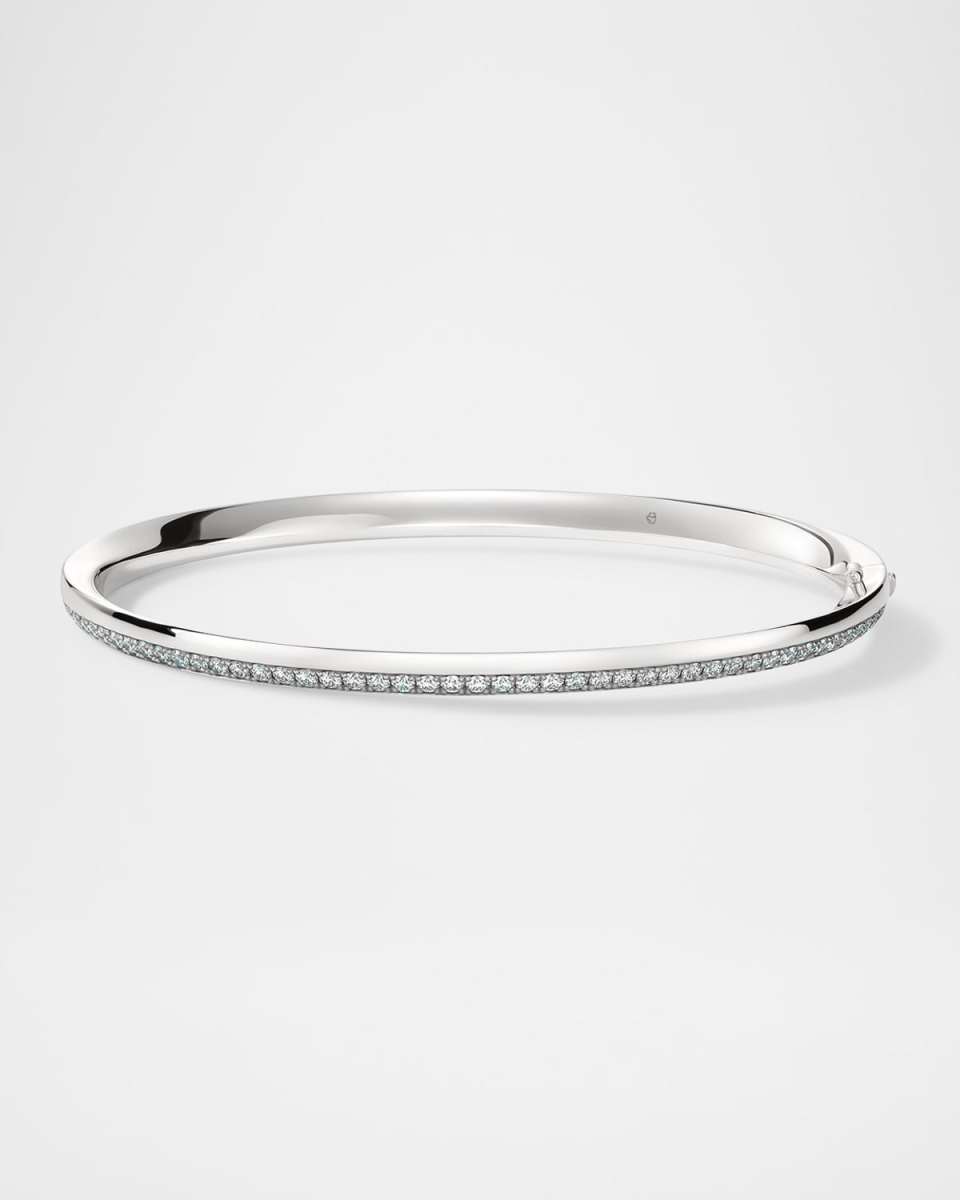18K White Gold Barre Pave Diamond Bangle Bracelet