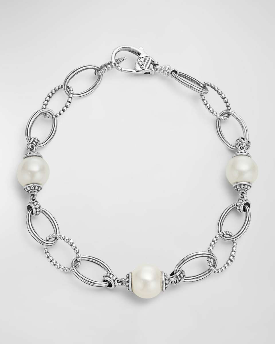 Sterling Silver Luna Pearl Link Bracelet