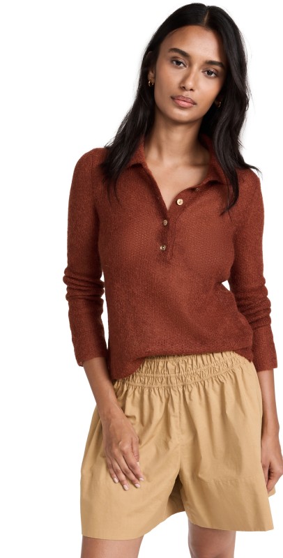 Vince Brushed Poloweater Cinnamon