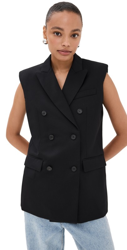 WARDROBE. NYC Double Breasted Vest Black