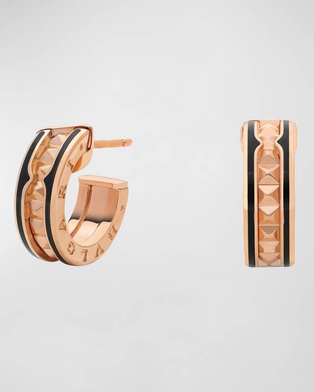 B. Zero1 Pink Gold Black Ceramic Edge Hoop Earrings