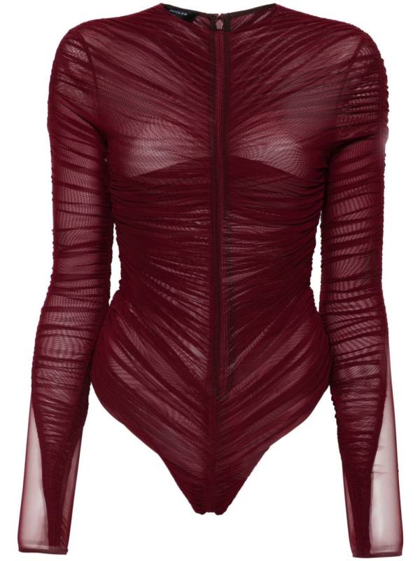 gathered semi-sheer bodysuit