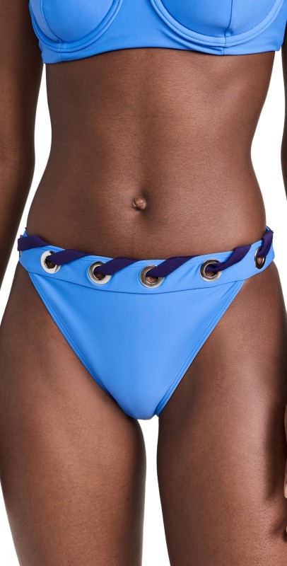 Ramy Brook Luvenia Bikini Bottoms Serene Blue With Navy Lacing