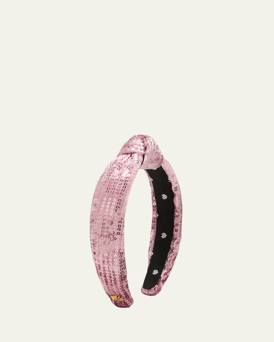 Sequin-Embellished Velvet Slim Headband