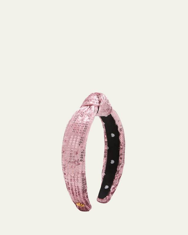 Sequin-Embellished Velvet Slim Headband