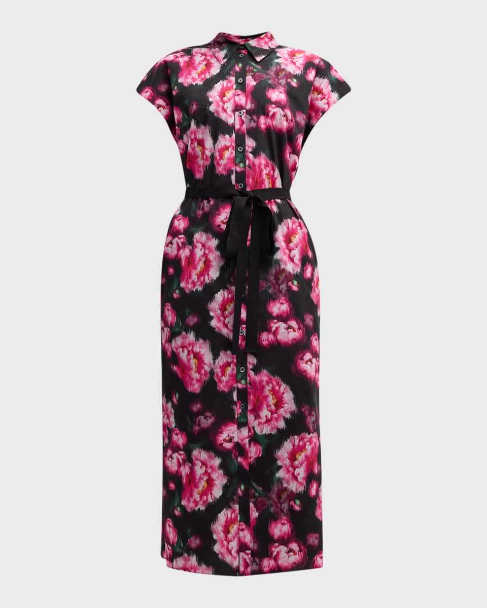 Floral-Printed Poplin Shirtdress
