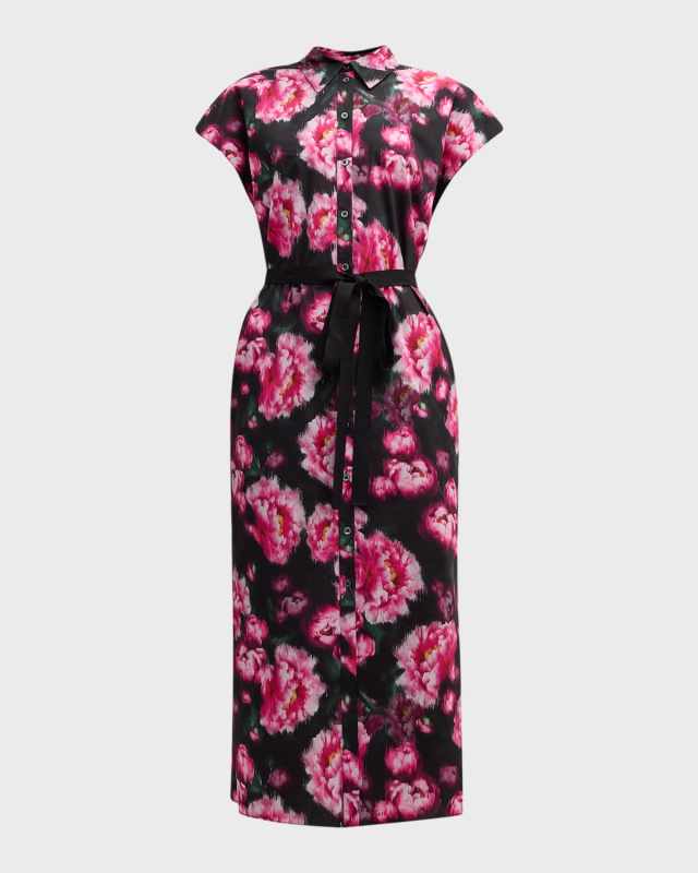 Floral-Printed Poplin Shirtdress