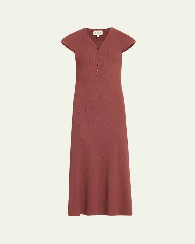 The Desiree Short-Sleeve Ribbed Midi Dress