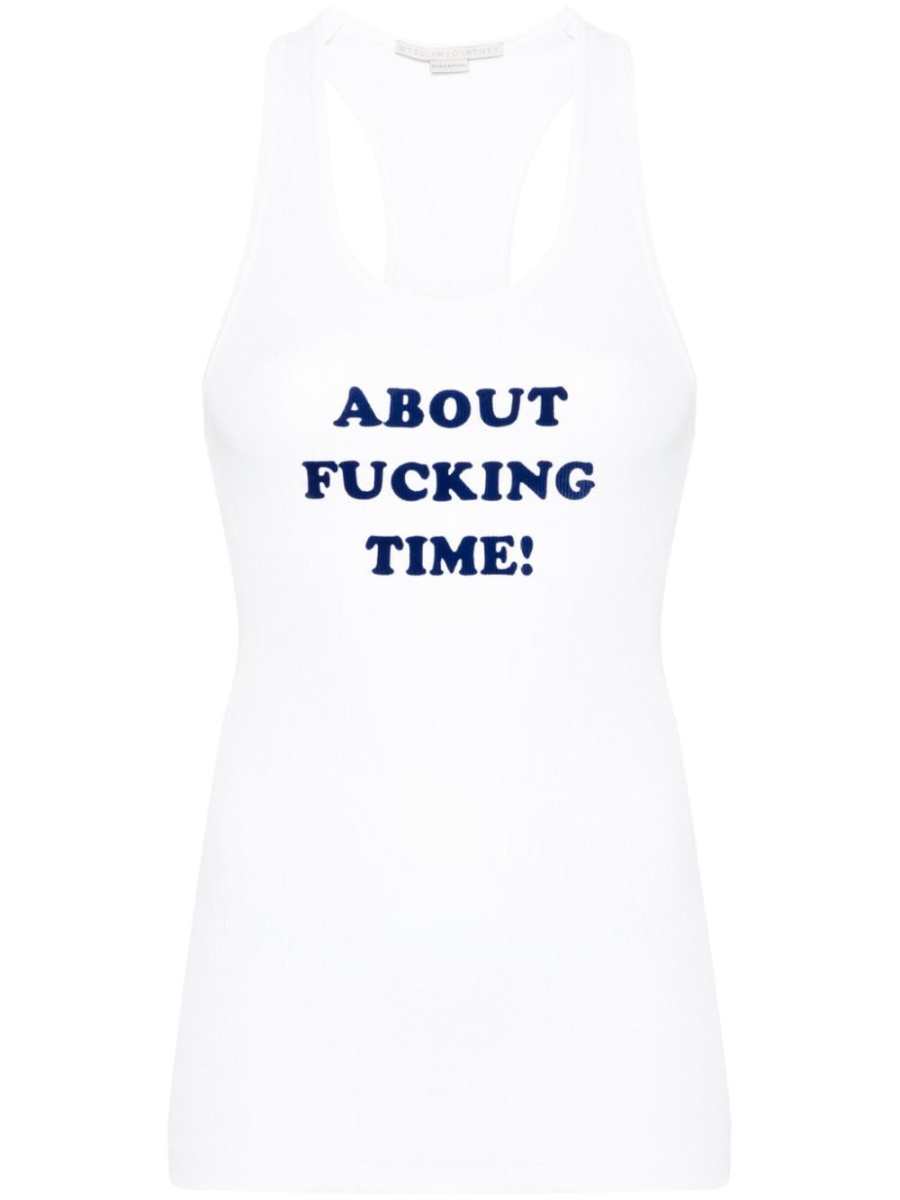 slogan-print tank top