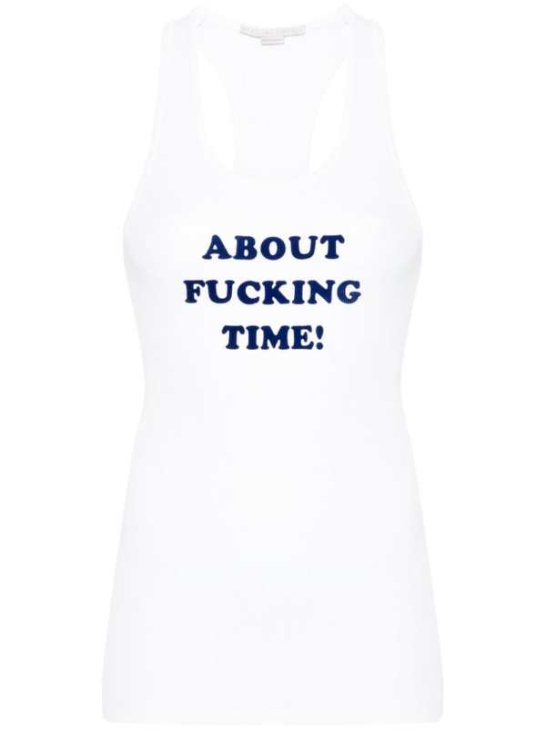 slogan-print tank top