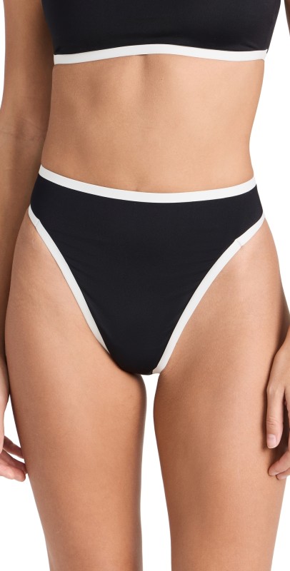 LSPACE Ventura Bitsy Bikini Bottoms Black and Cream