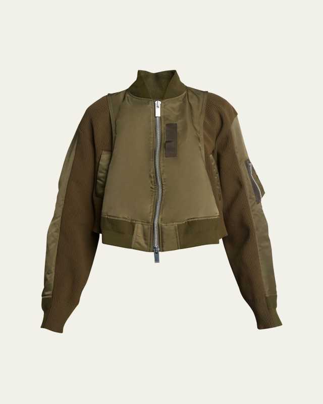Zip-Up Layered Bomber Jacket