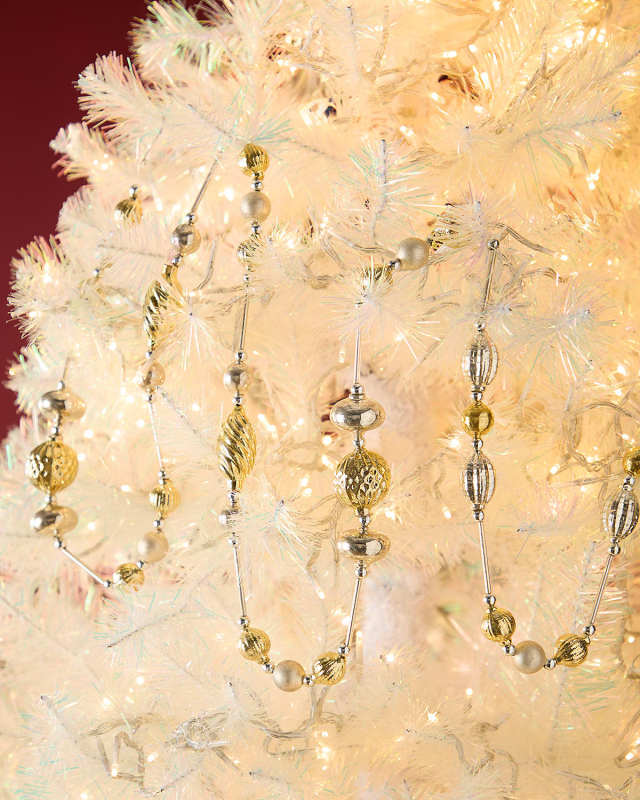 Gold and Silver Glass Ornament Holiday Garland, 72"