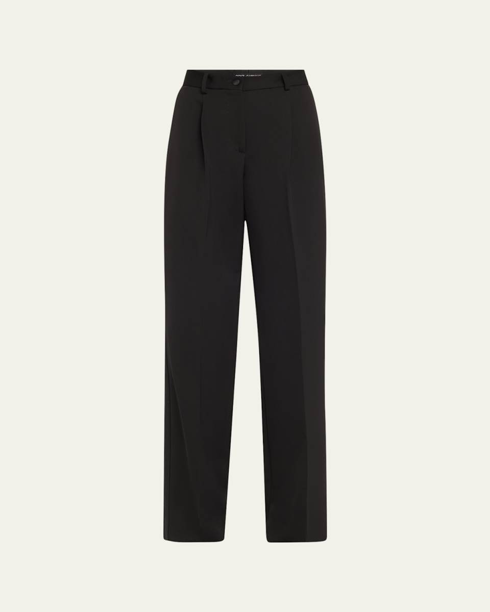 Tuxedo Stripe Wide Leg Wool Trousers