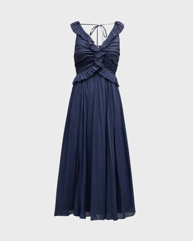 Calloway Sleeveless Ruffle V-Neck Midi Dress