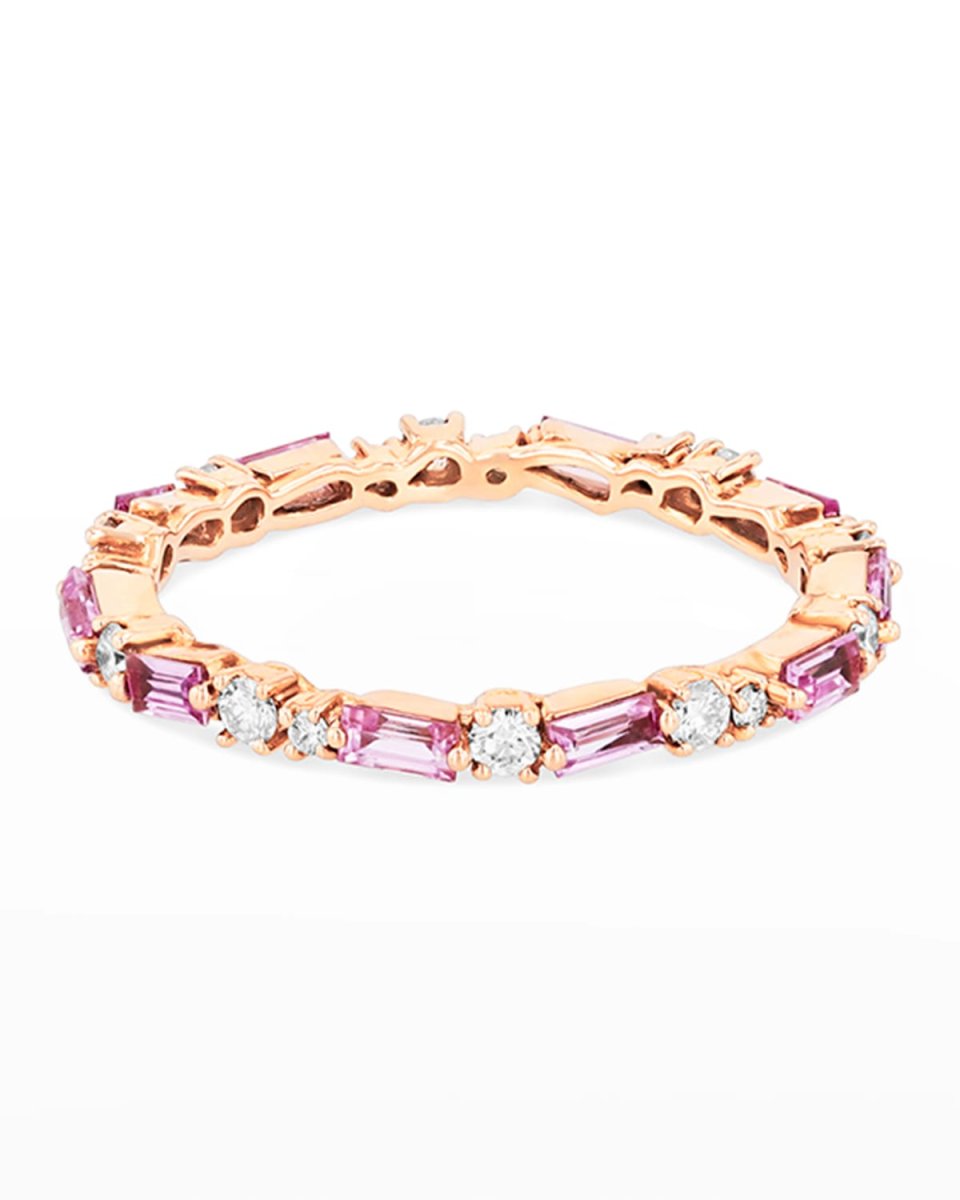 18k Pink Sapphire Thin Mix Eternity Ring Size 4-8