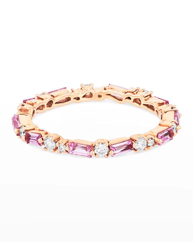 18k Pink Sapphire Thin Mix Eternity Ring Size 4-8