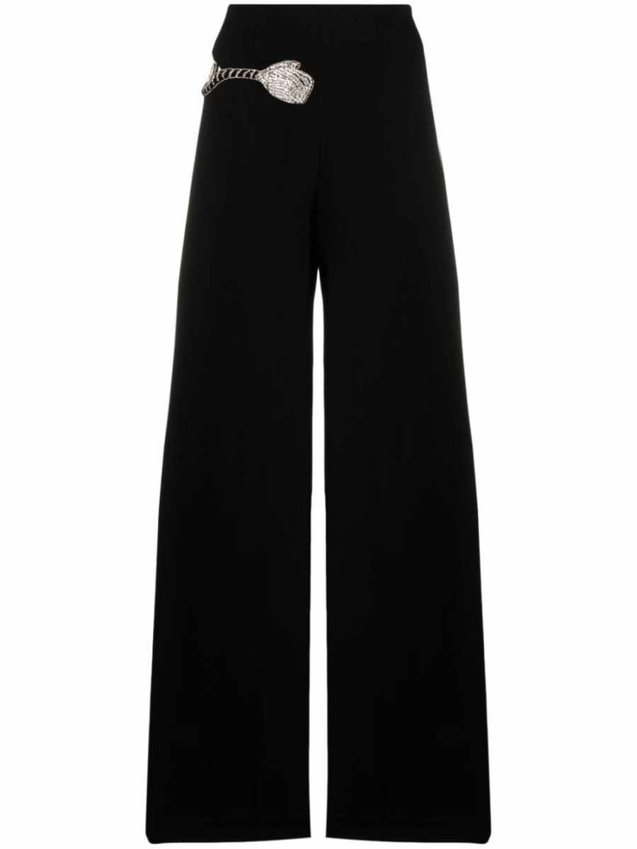 The Eden crystal-embellished wide-leg trousers