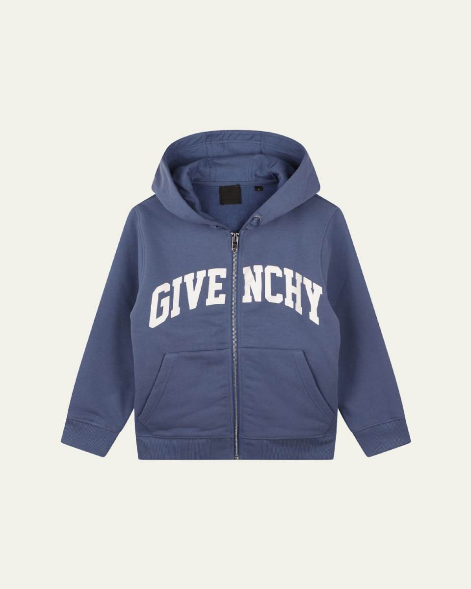 Boy's Curved Logo-Print Hoodie, Size 4-