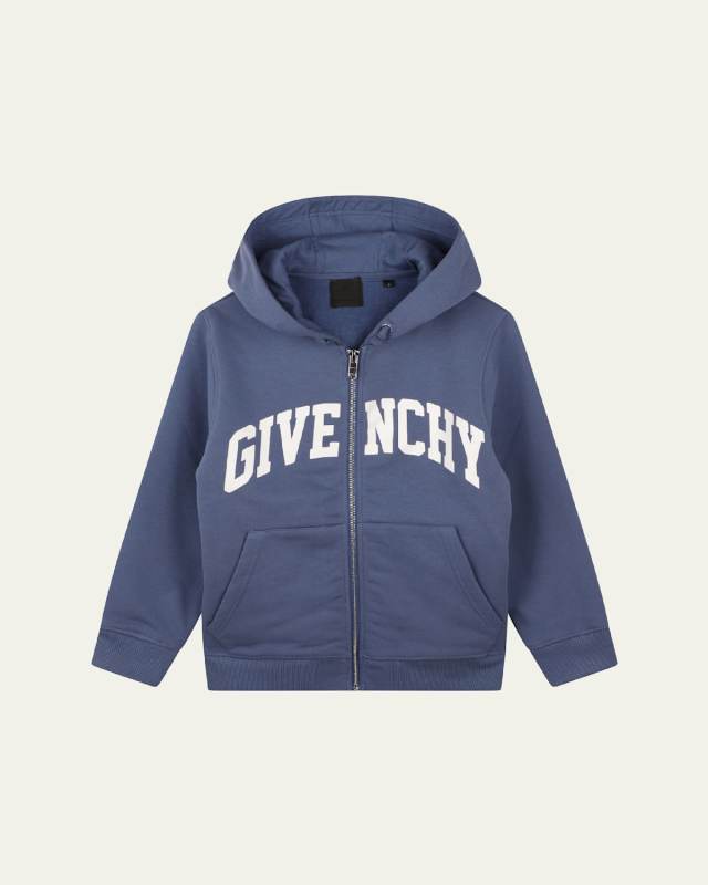 Boy's Curved Logo-Print Hoodie, Size 4-