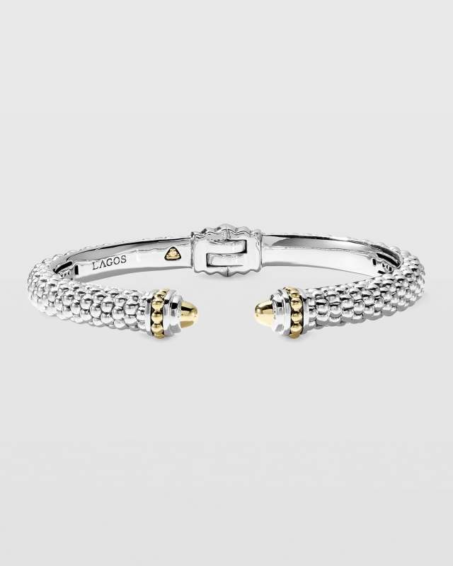 Silver & 18k Gold Signature Caviar Cuff Bracelet