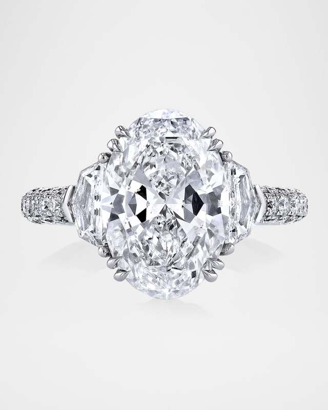 Platinum Oval Diamond Statement Ring, Size 6.5, 5.38tcw