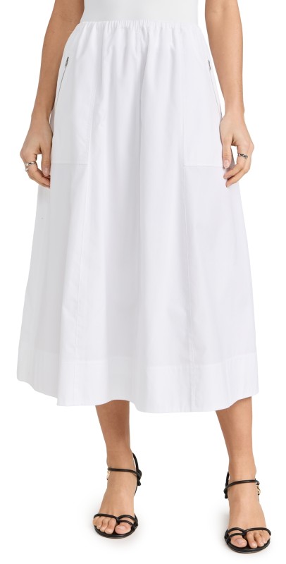 Vince Gathered Utility Zipper Pocket Skirt Optic White