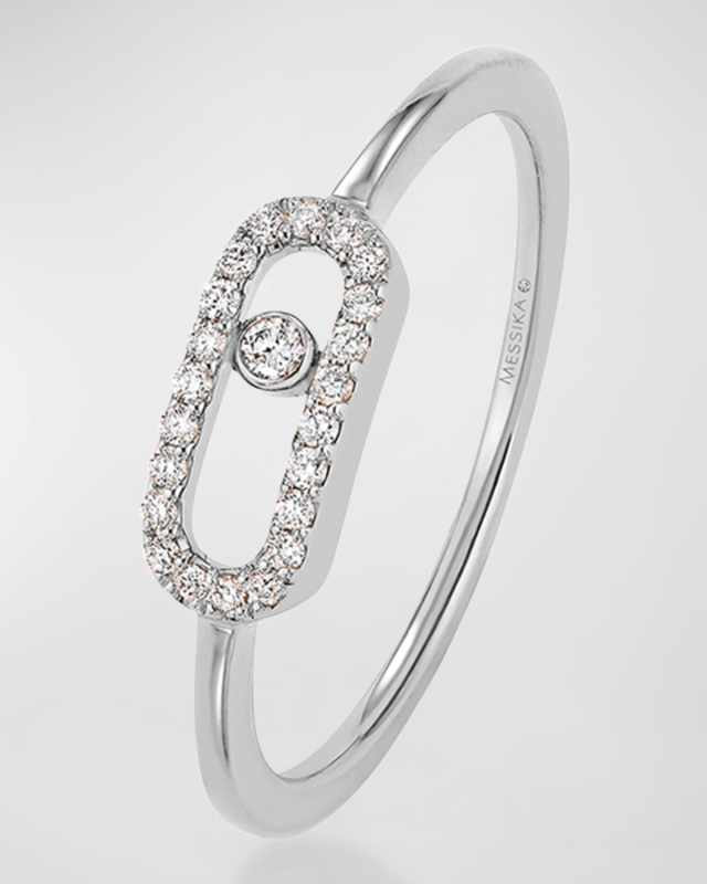 Move Uno 18K White Gold Diamond Bezel Ring