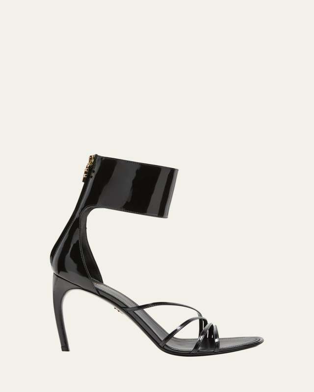 Clethra Patent Ankle-Cuff Stiletto Sandals