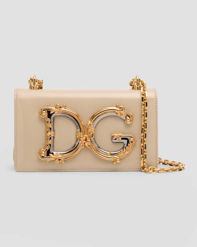 DG Girls Flap Leather Chain Crossbody Bag